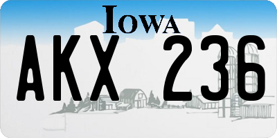 IA license plate AKX236