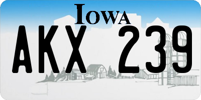 IA license plate AKX239