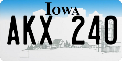 IA license plate AKX240