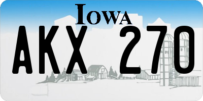 IA license plate AKX270