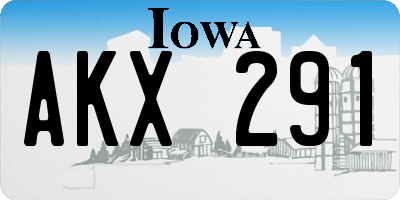 IA license plate AKX291