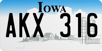 IA license plate AKX316