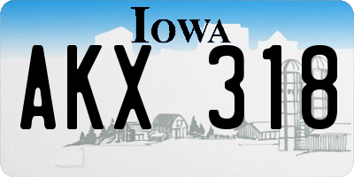 IA license plate AKX318
