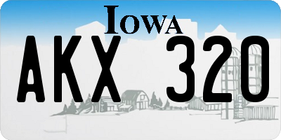 IA license plate AKX320