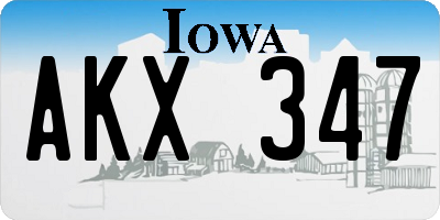 IA license plate AKX347