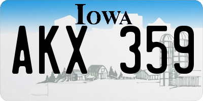 IA license plate AKX359