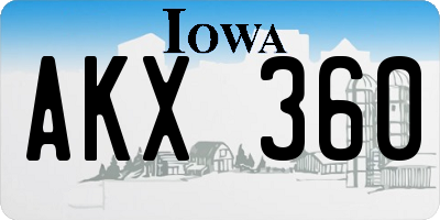 IA license plate AKX360