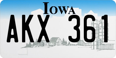 IA license plate AKX361