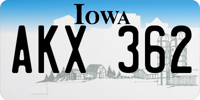 IA license plate AKX362