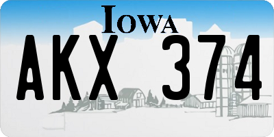 IA license plate AKX374