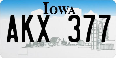 IA license plate AKX377