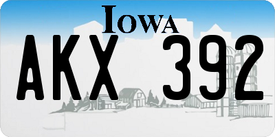 IA license plate AKX392