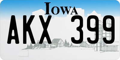 IA license plate AKX399