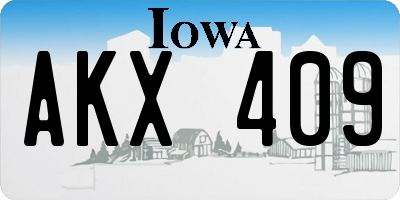 IA license plate AKX409