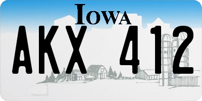 IA license plate AKX412