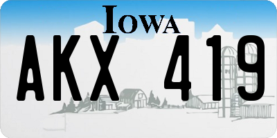 IA license plate AKX419