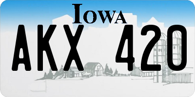 IA license plate AKX420