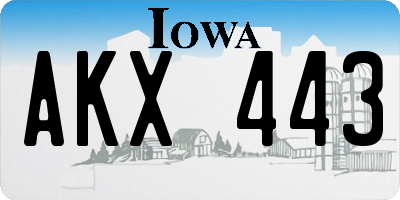 IA license plate AKX443