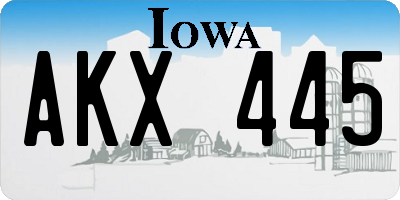 IA license plate AKX445