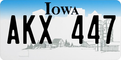 IA license plate AKX447