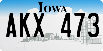 IA license plate AKX473