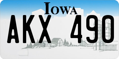 IA license plate AKX490