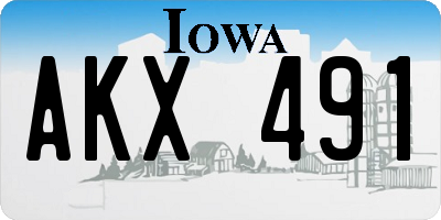 IA license plate AKX491