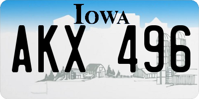 IA license plate AKX496