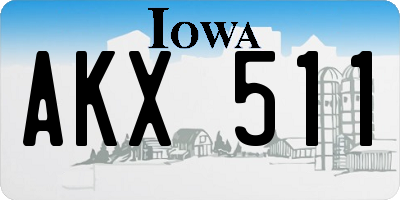 IA license plate AKX511