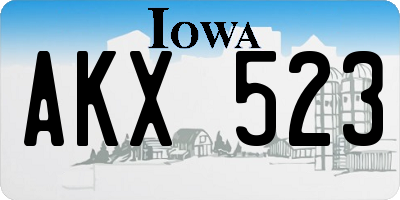 IA license plate AKX523