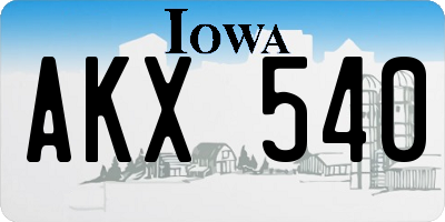 IA license plate AKX540