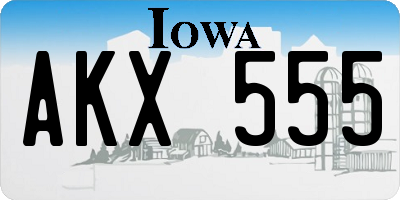 IA license plate AKX555
