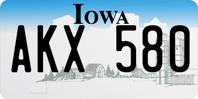 IA license plate AKX580