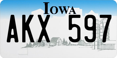 IA license plate AKX597