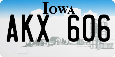 IA license plate AKX606