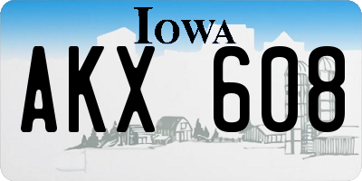 IA license plate AKX608