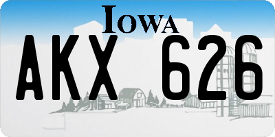 IA license plate AKX626