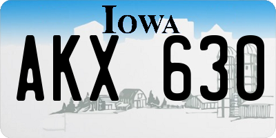IA license plate AKX630