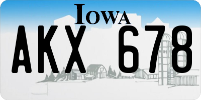 IA license plate AKX678