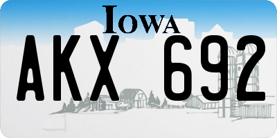 IA license plate AKX692