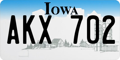 IA license plate AKX702