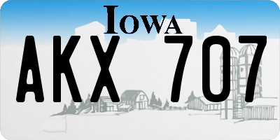 IA license plate AKX707
