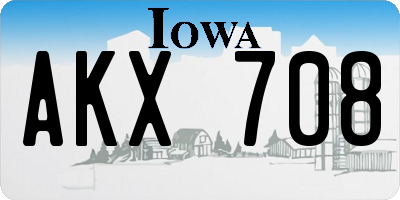 IA license plate AKX708
