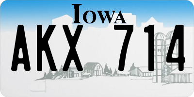 IA license plate AKX714