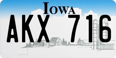 IA license plate AKX716
