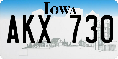 IA license plate AKX730