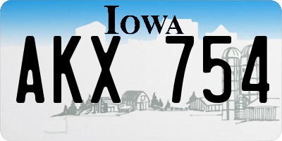 IA license plate AKX754