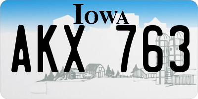 IA license plate AKX763