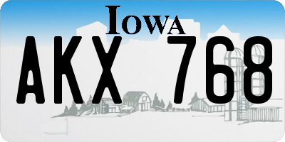IA license plate AKX768