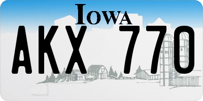 IA license plate AKX770